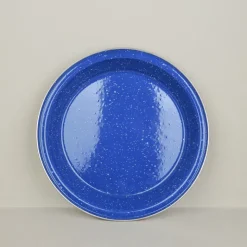 Assiette de camping émail bleu