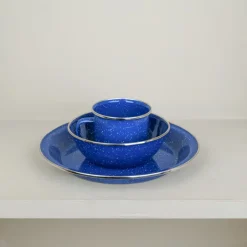 Assiette de camping émail bleu