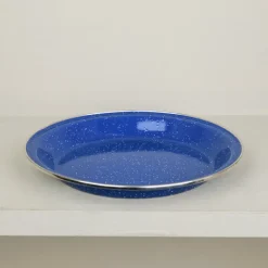Assiette de camping émail bleu
