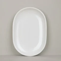Assiette ovale en grès naturel