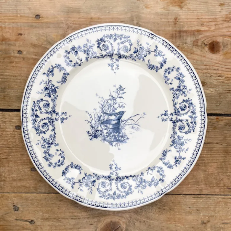 6 assiettes plates dépareillées bleues - Gien