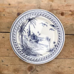 6 assiettes plates dépareillées bleues - Gien