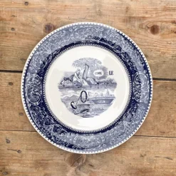 6 assiettes plates dépareillées bleues - Gien