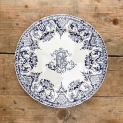 6 assiettes plates dépareillées bleues - Gien