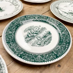 6 assiettes plates dépareillées vertes - Gien