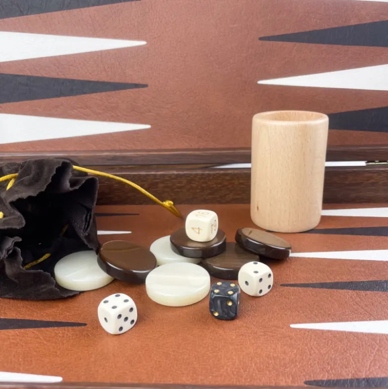 Backgammon bois et cuir végane