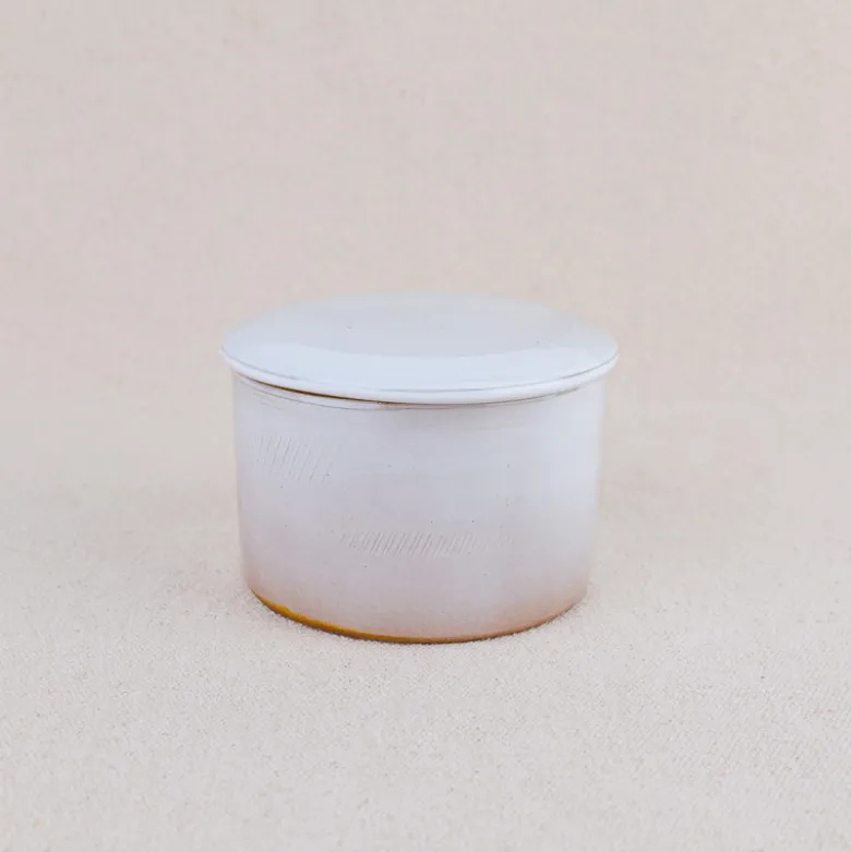 Beurrier à eau 200ml grès émaillé blanc