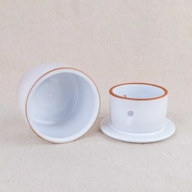 Beurrier à eau 200ml grès émaillé blanc
