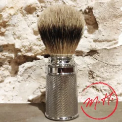 Blaireau pur argenté monture chrome