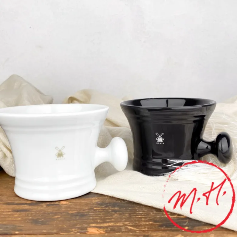 Bol de rasage en porcelaine avec poignée