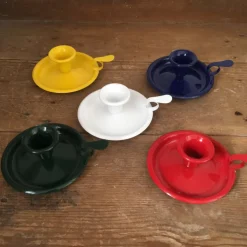 Bougeoir en métal émaillé à bague