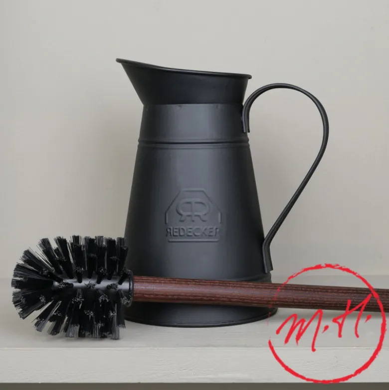 Broc et balai WC en métal noir