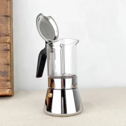 Cafetiere italienne verre et inox 6T