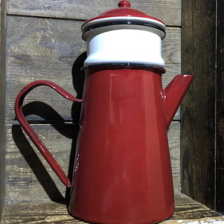Cafetière filtre émail rouge