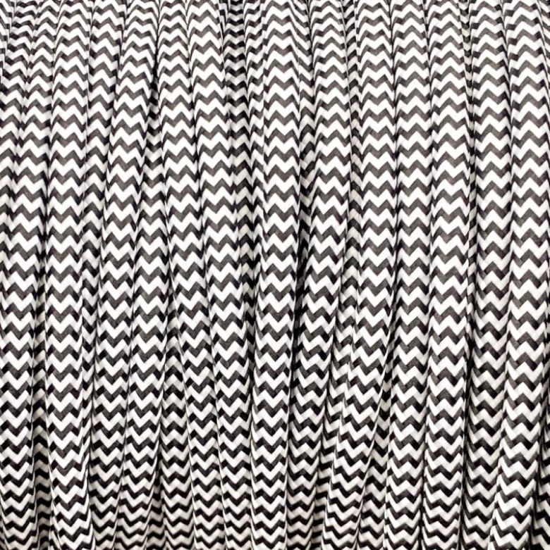 Câble luminaire rond noir et blanc zig zag