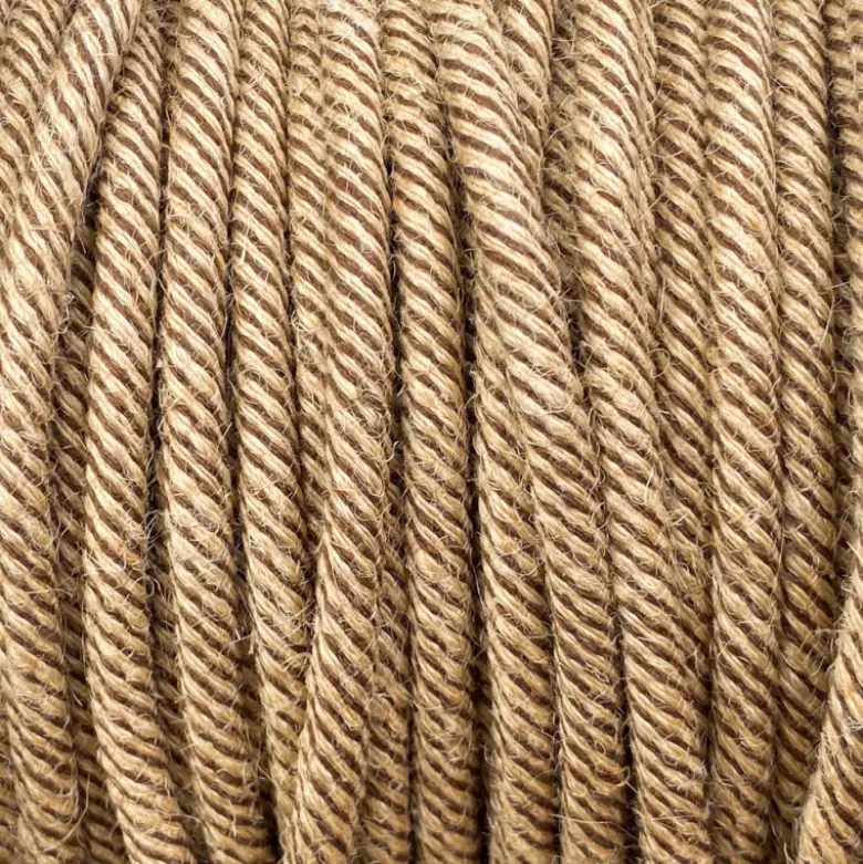 Câble luminaire rond tabac et jute
