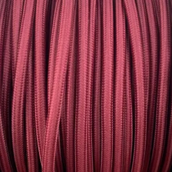 Câble luminaire tissé rond bordeaux