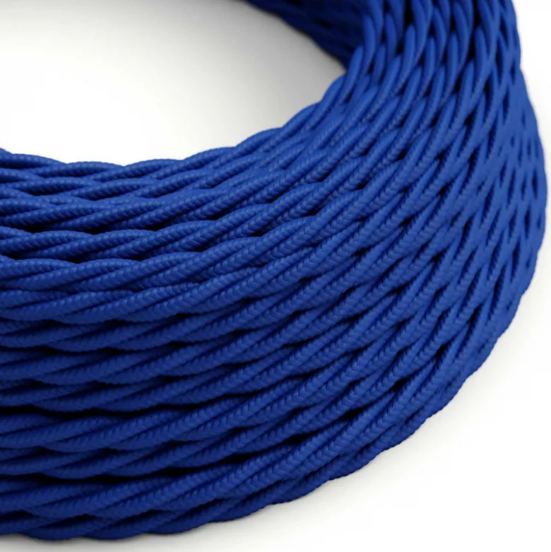 Câble luminaire torsadé bleu électrique brillant