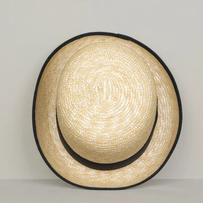 Chapeau melon en paille tressée