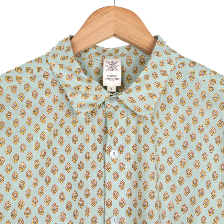 Chemise provençale motif Calisson Menthe