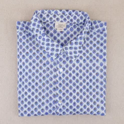 Chemise provençale motifs calissons bleus