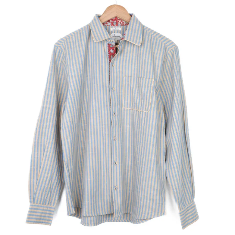 Chemise rayée bleu vanille