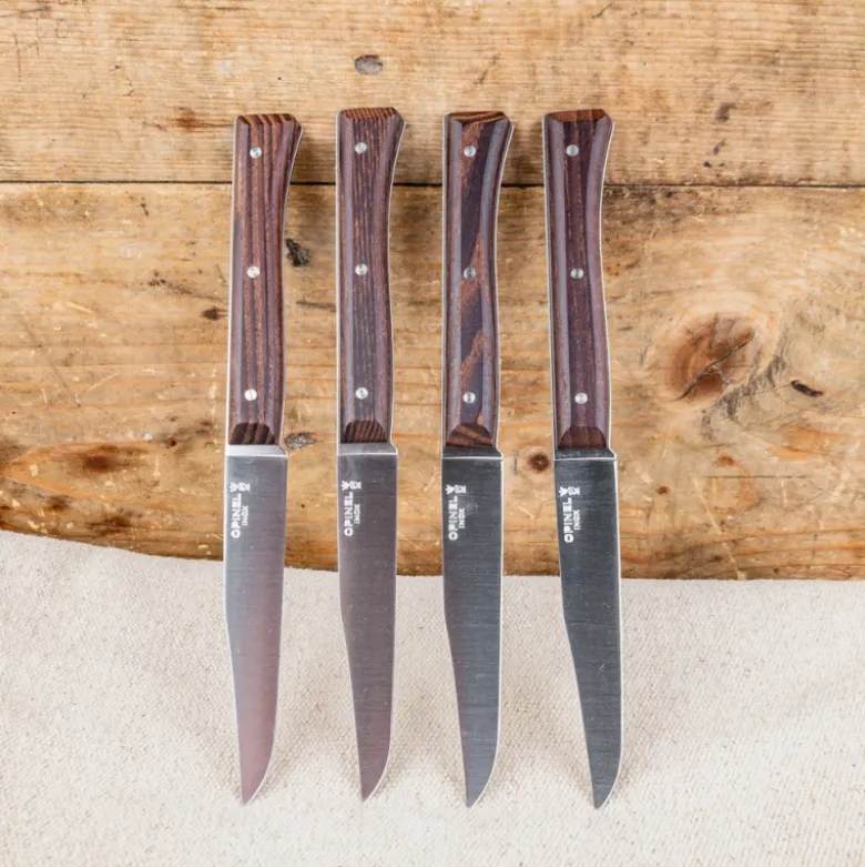 Coffret de 4 couteaux de table Opinel facette en Frêne Sombre