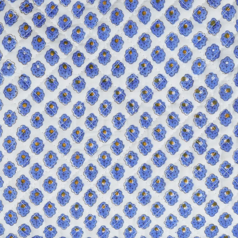 Dessus de lit piqué pâquerette bleue