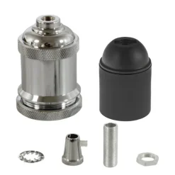 Douille E27 filetée aluminium avec bague