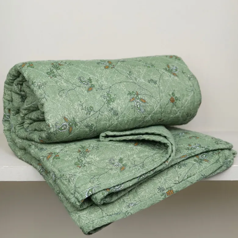 Édredon vert à fleurs