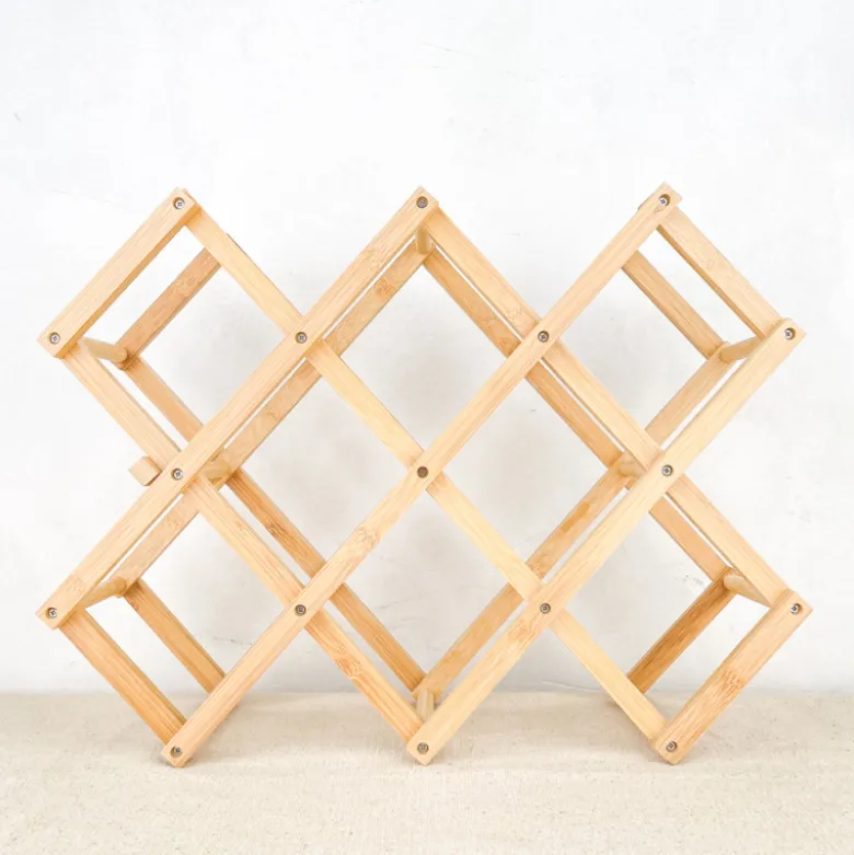 Etagère à bouteilles pliante en bambou