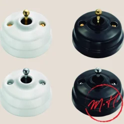 Interrupteur va-et-vient avec manette en porcelaine