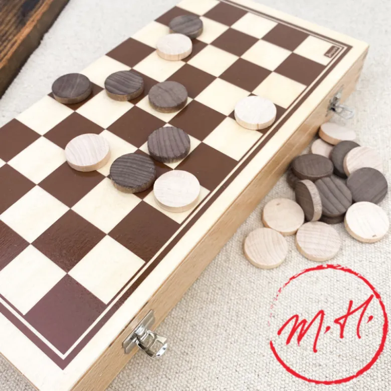 Jeu de dames pliable en bois