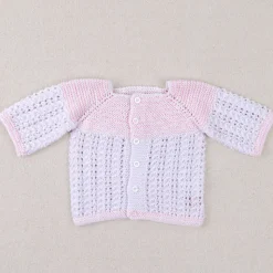 Layette blanche et rose en coton