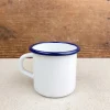 Mug en émail blanc liseré bleu