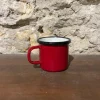 Mug émail rouge liseré noir