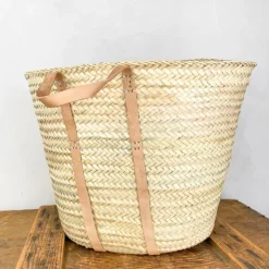 Panier à provisions anses en cuir