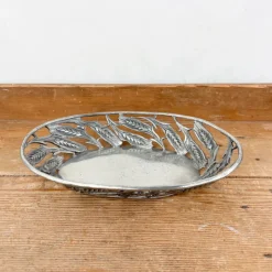 Panière épis de blé ovale en étain