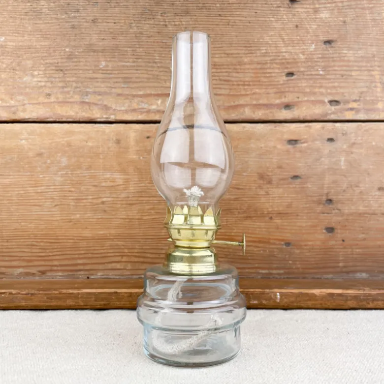 Petite lampe à pétrole verre et laiton
