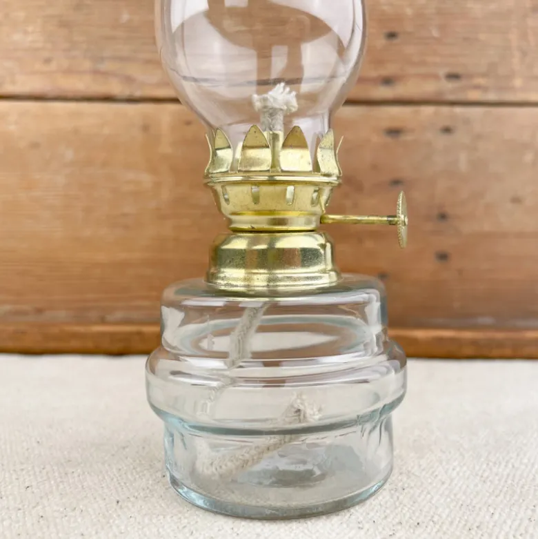 Petite lampe à pétrole verre et laiton