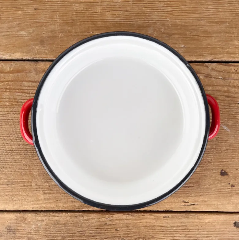 Plat à œufs émaillé rouge