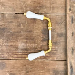 Poignée de porte double en porcelaine blanche