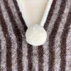 Poncho rayé en laine couleur chocolat/marron foncé