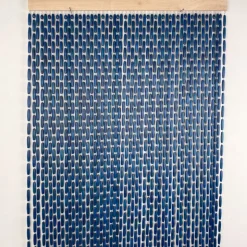 Rideau portière en perles de buis bleues