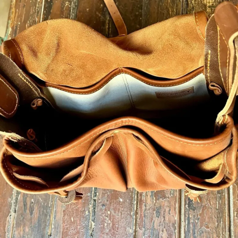 Sac bandoulière en cuir marron (petit modèle)