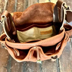 Sac bandoulière en cuir marron (grand modèle)