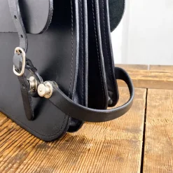 Sacoche cartable double de vélo en cuir noir