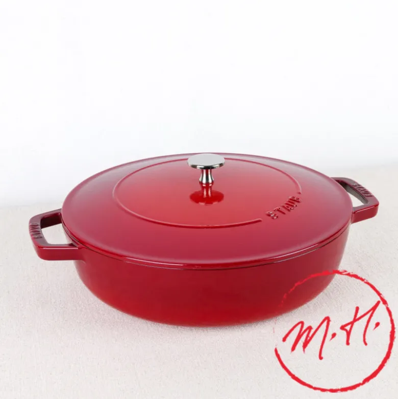 Sauteuse ronde en fonte cerise