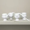 Set de 4 coquetiers et petite cuillère en porcelaine