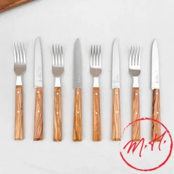 Set de 4 couteaux et fourchettes en olivier Opinel